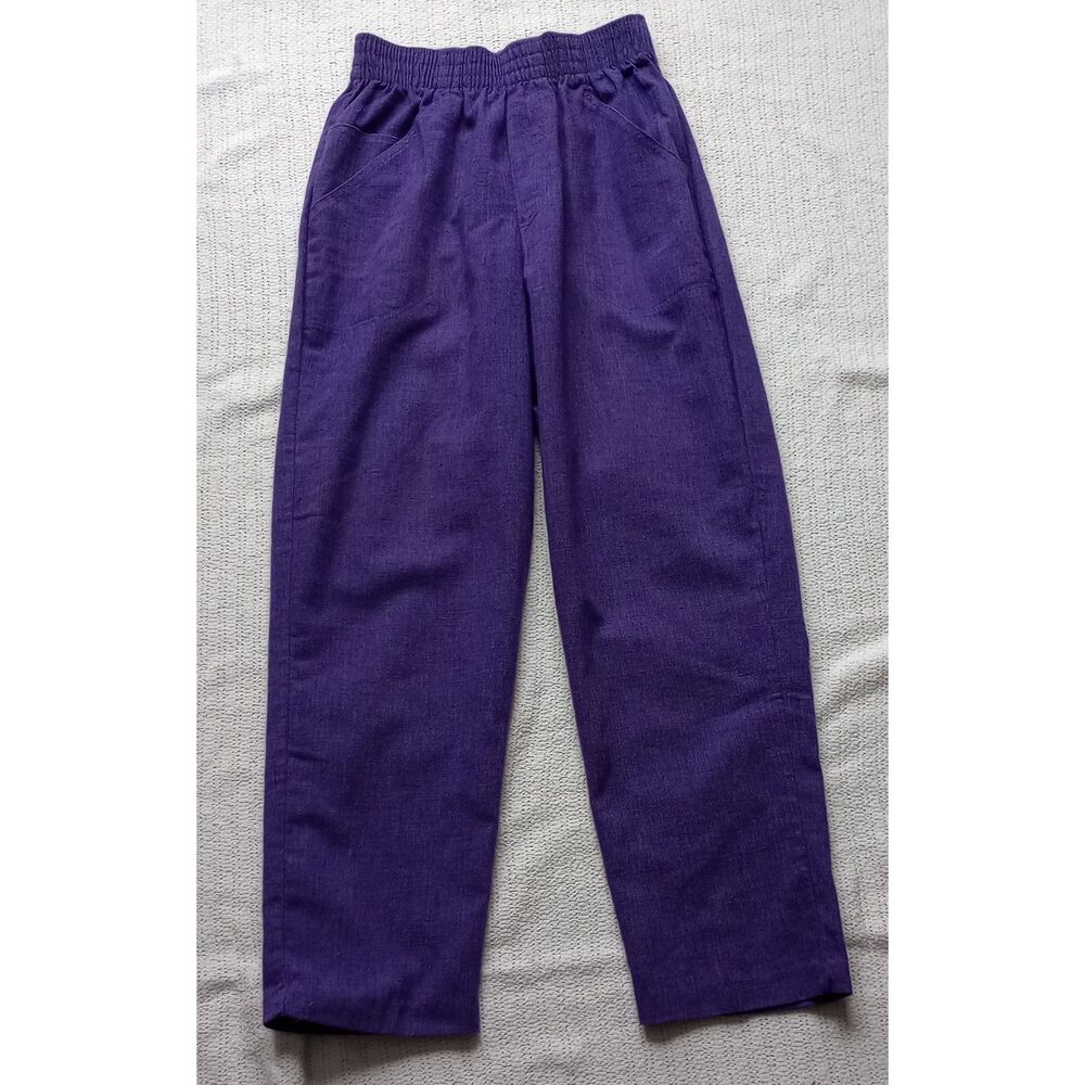 Laurente, Rome/Paris Women's 7/8 Purple Pull On Pants, Vtg.